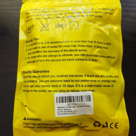 Ailaka Compression Support Hosiery 20-30 mmHg Open Toe Thigh high Black medium - Picture 5 of 5